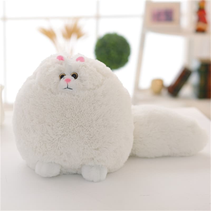 猫ぬいぐるみ グレー もふもふ丸猫 ぽってりやすらぎ