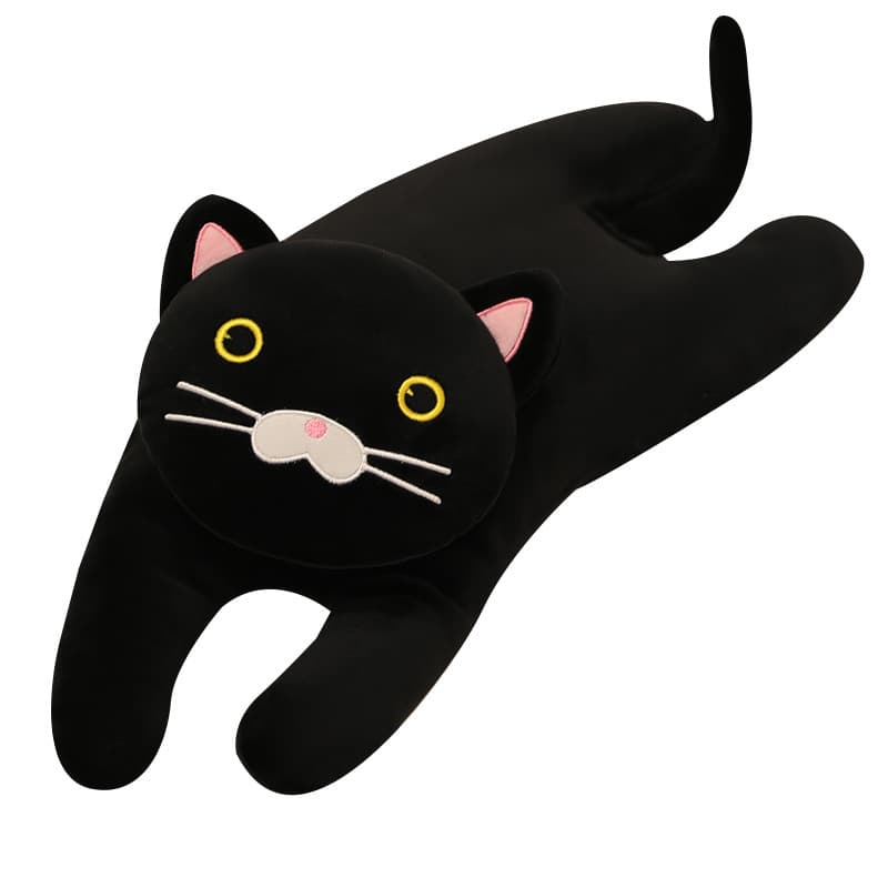 寝そべり抱き枕ロング黒猫ぬいぐるみ