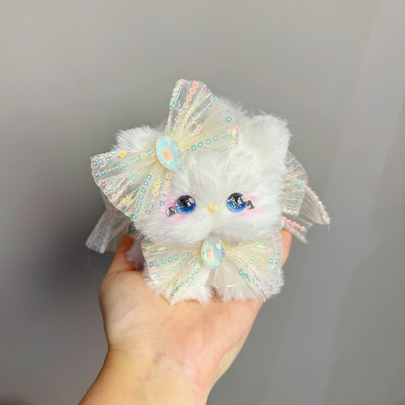 猫ぬいぐるみ 白色 きらめき姫のふわもこ子猫