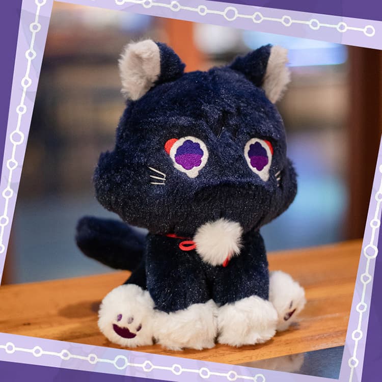 もこもこ座りポーズ黒子猫のぬいぐるみ
