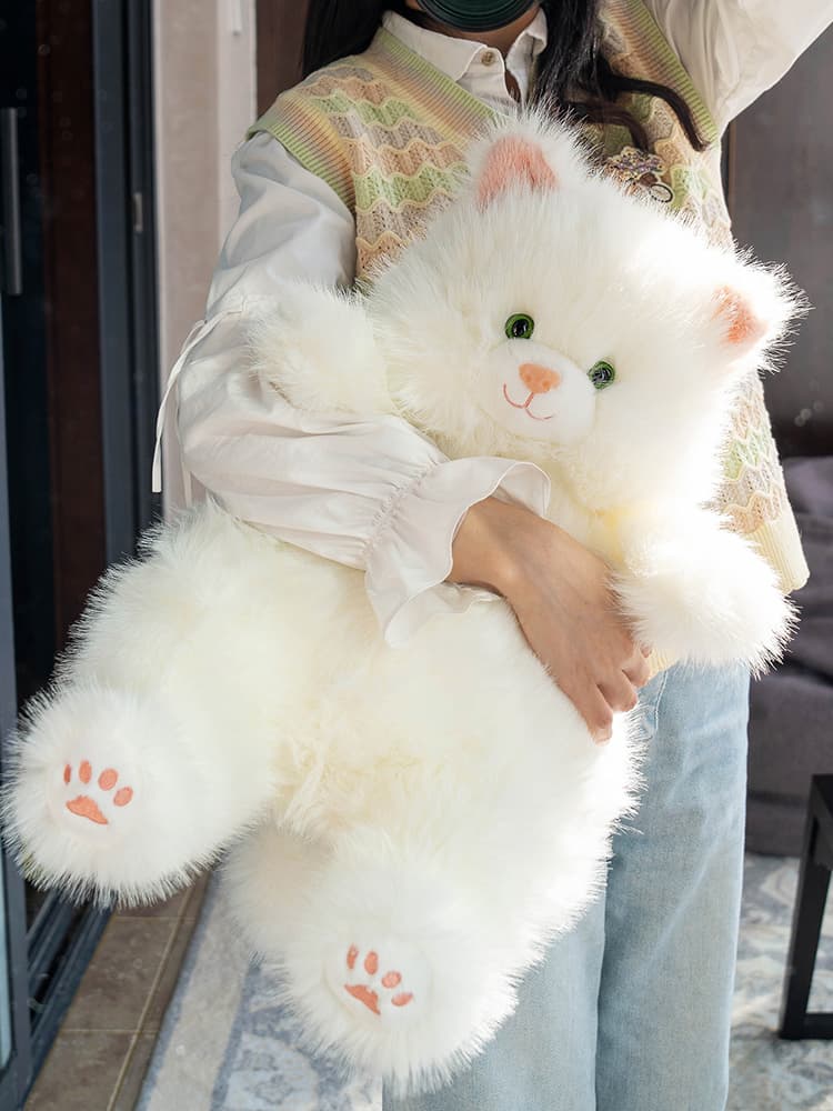 猫ぬいぐるみ 白色 ふわもち猫ちゃん抱きぐるみ