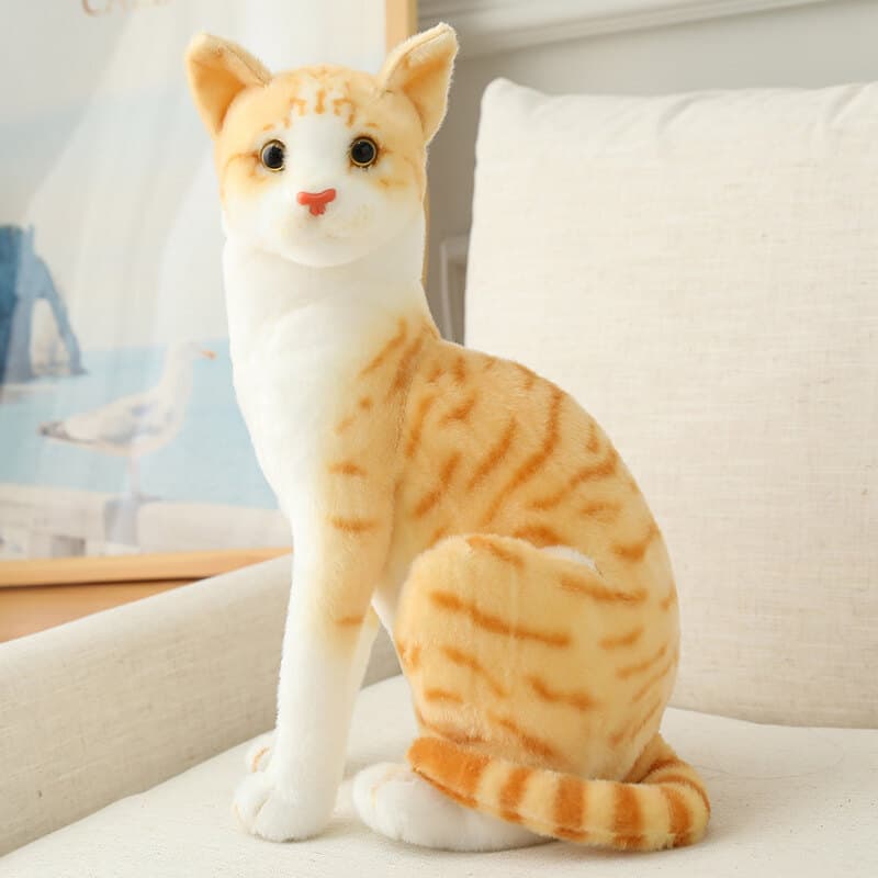 猫ぬいぐるみ 凛々しいお座りポーズ トラ茶猫ぬいぐるみ