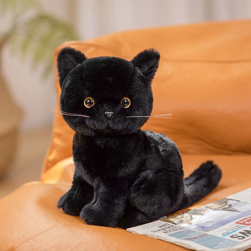 猫ぬいぐるみ 黒猫 まんまる瞳の夜ふくろう猫ぬいぐるみ