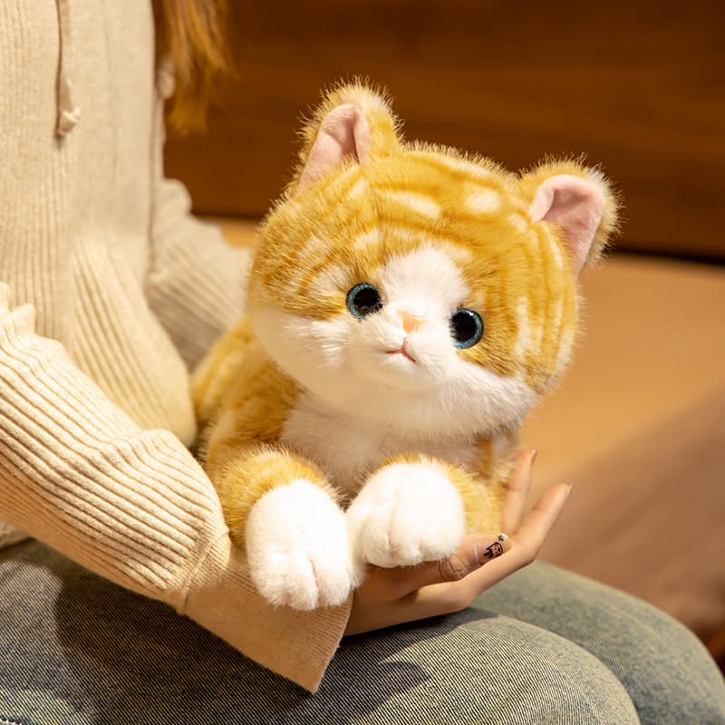 猫ぬいぐるみ グレー ふわもふ夢猫 青い瞳の癒し子