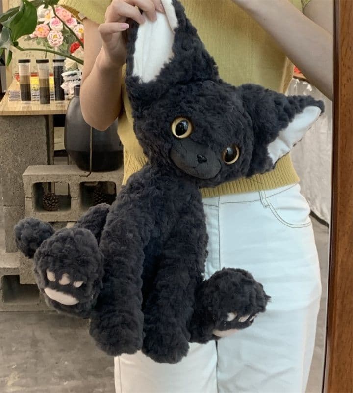 猫ぬいぐるみ 黒猫 もふもふ耳の妖精ねこぬいぐるみ