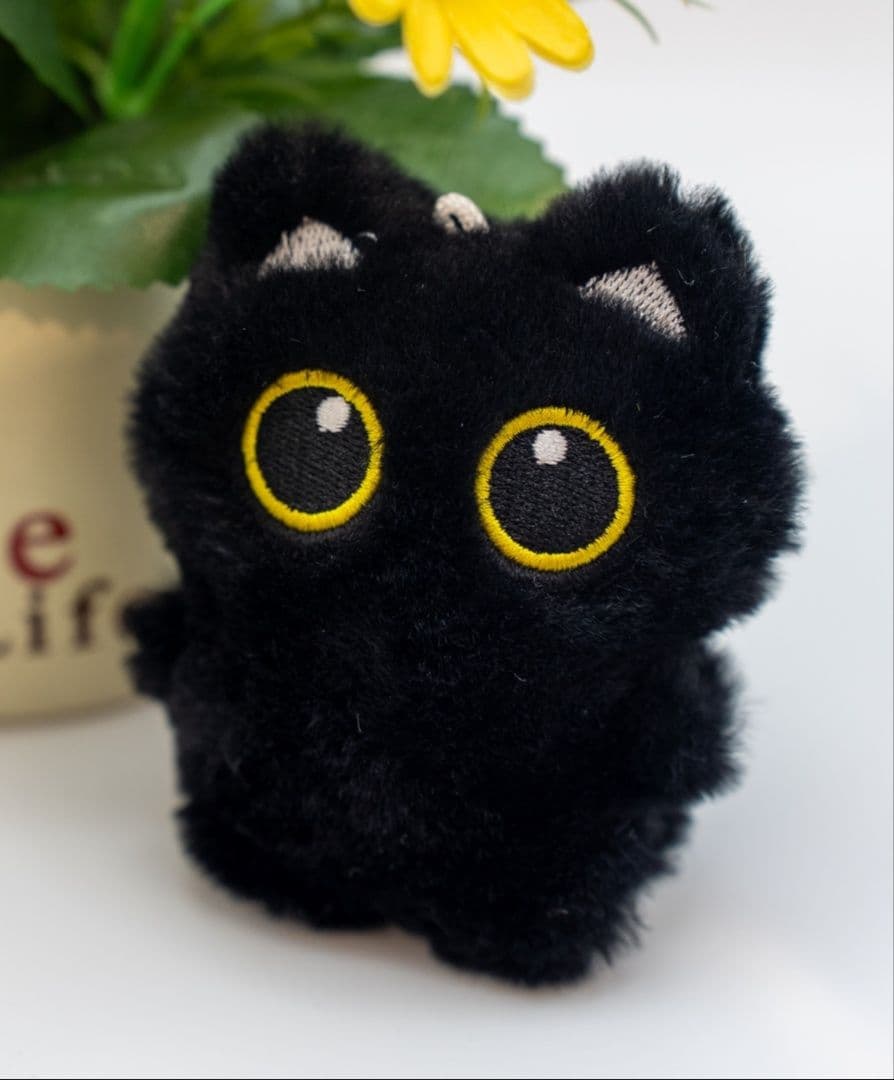 猫ぬいぐるみ 黒猫 まんまる目の黒猫ぬいぐるみ