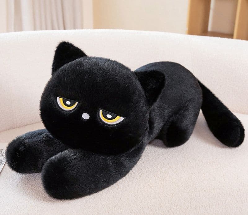 猫ぬいぐるみ 黒猫 つぶらな瞳の不機嫌ねこぬいぐるみ