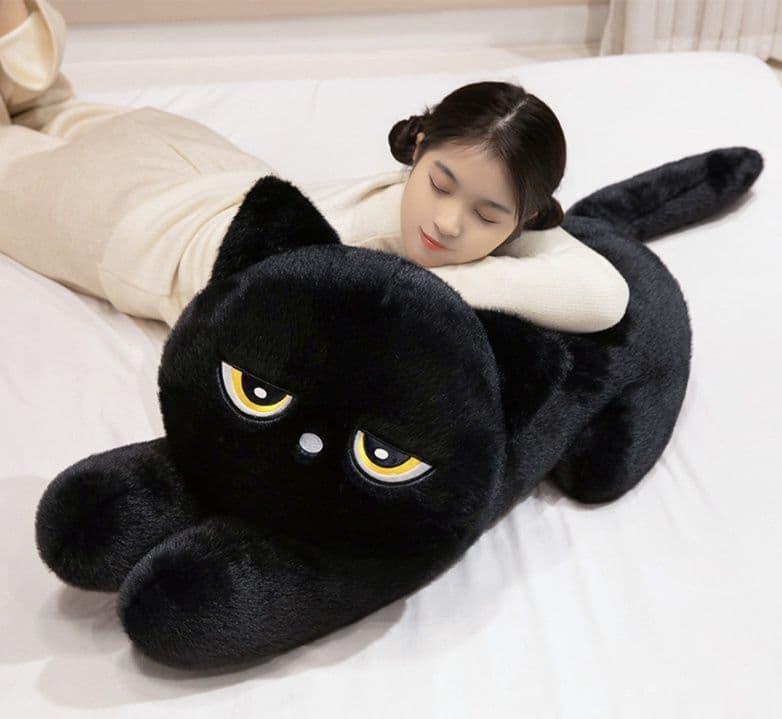 猫ぬいぐるみ 黒猫 つぶらな瞳の不機嫌ねこぬいぐるみ