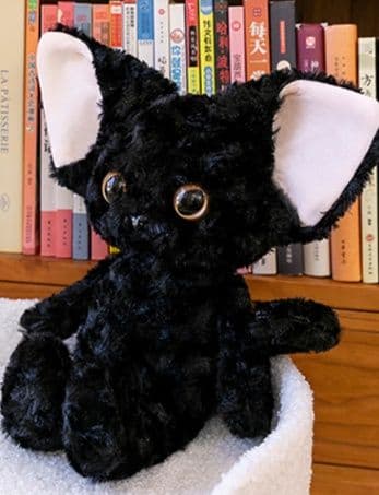 猫ぬいぐるみ 黒猫 もふもふ大耳猫のぬいぐるみ