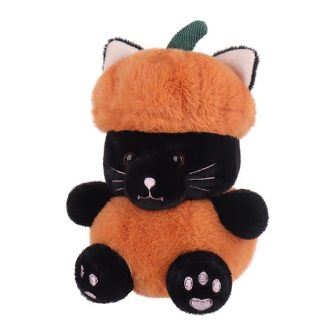 猫ぬいぐるみ 黒猫 みかん帽子の黒猫ぬいぐるみ