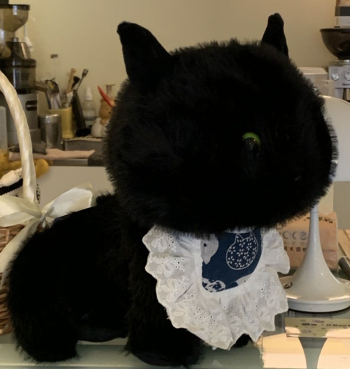 猫ぬいぐるみ 黒猫 癒しの夜の使い和風メイド猫ぬいぐるみ