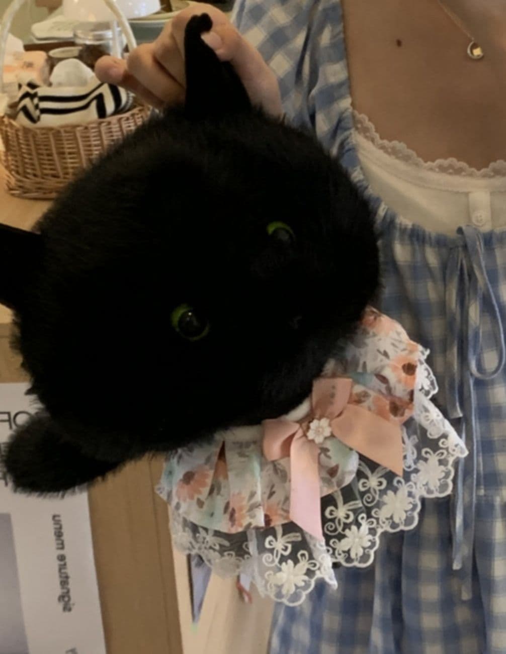 猫ぬいぐるみ 黒猫 癒しの夜の使い和風メイド猫ぬいぐるみ