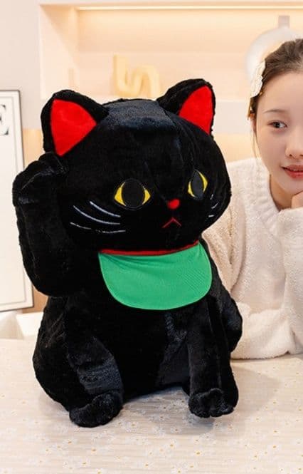 猫ぬいぐるみ 黒猫 招き猫ふわもち黒猫ぬいぐるみ
