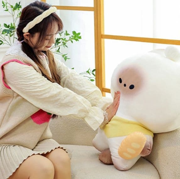 猫ぬいぐるみ 白色 もふもふ福耳おばけ猫ぬいぐるみ