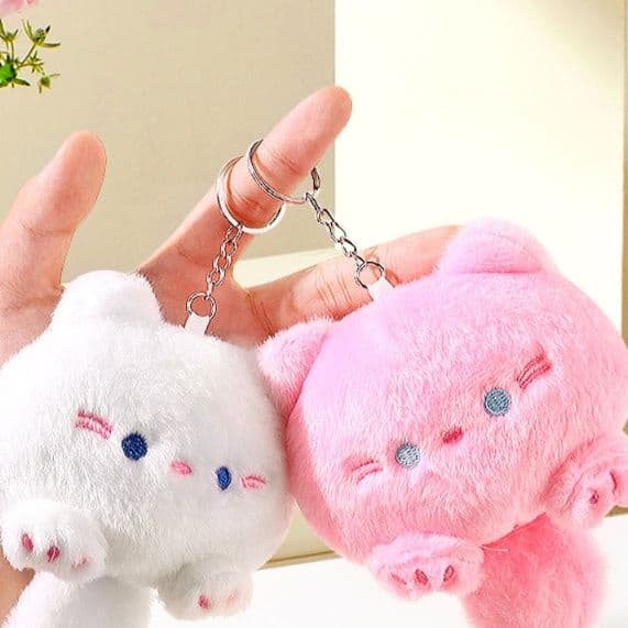 猫ぬいぐるみ 白色 もふもふ癒し猫 ふわぽち