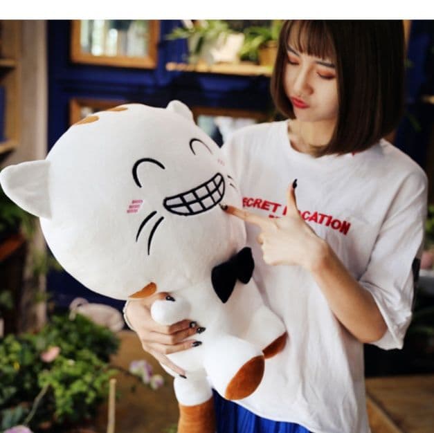 猫ぬいぐるみ 白色 にこにこ猫ちゃんぬいぐるみ
