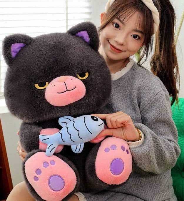 猫ぬいぐるみ 黒猫 まんまる夢猫もちもちぬいぐるみ
