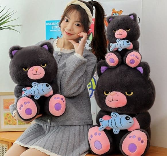猫ぬいぐるみ 黒猫 まんまる夢猫もちもちぬいぐるみ