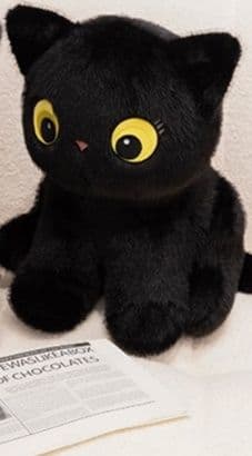 猫ぬいぐるみ 黒猫 まんまる目の黒猫ぬいぐるみ