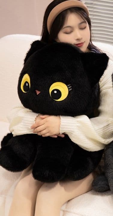 猫ぬいぐるみ 黒猫 まんまる目の黒猫ぬいぐるみ