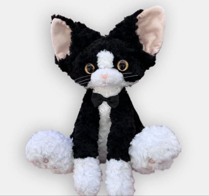 猫ぬいぐるみ 黒猫 タキシード風もふもふ紳士ぬいぐるみ