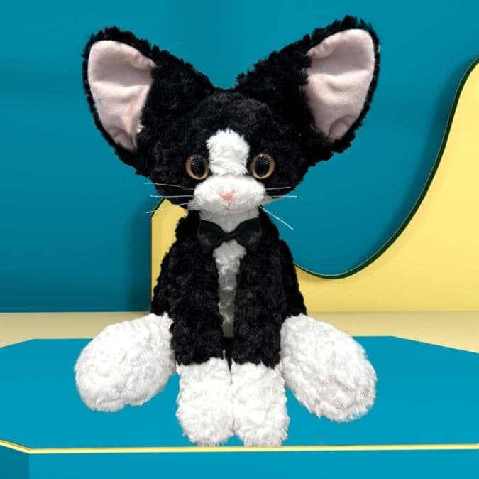 猫ぬいぐるみ 黒猫 タキシード風もふもふ紳士ぬいぐるみ