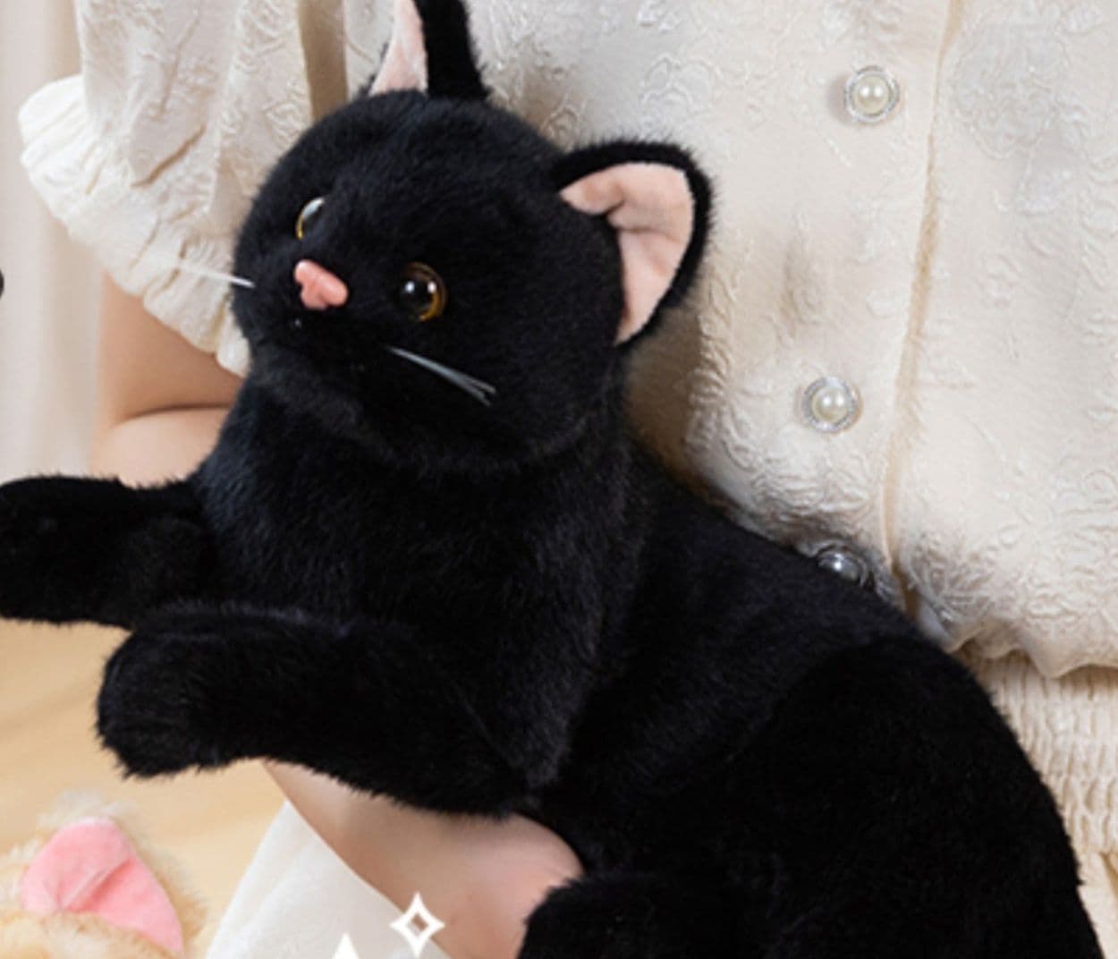 猫ぬいぐるみ 黒猫 まんまる瞳の夜の友達