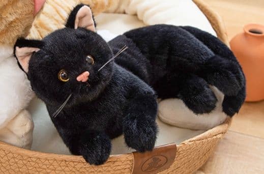 猫ぬいぐるみ 黒猫 まんまる瞳の夜の友達