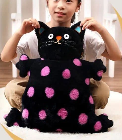 猫ぬいぐるみ 黒猫 もぐもぐ水玉黒猫ぬいぐるみ
