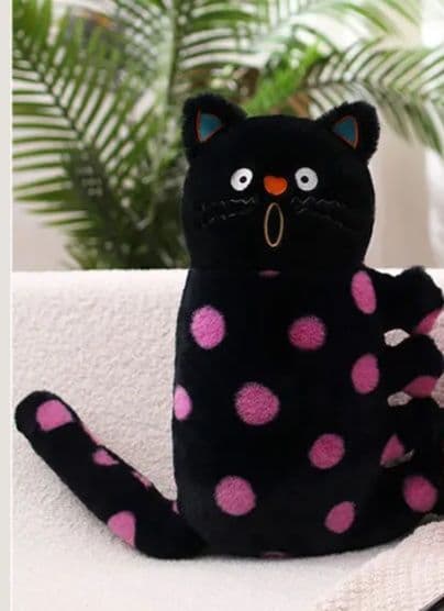 猫ぬいぐるみ 黒猫 もぐもぐ水玉黒猫ぬいぐるみ