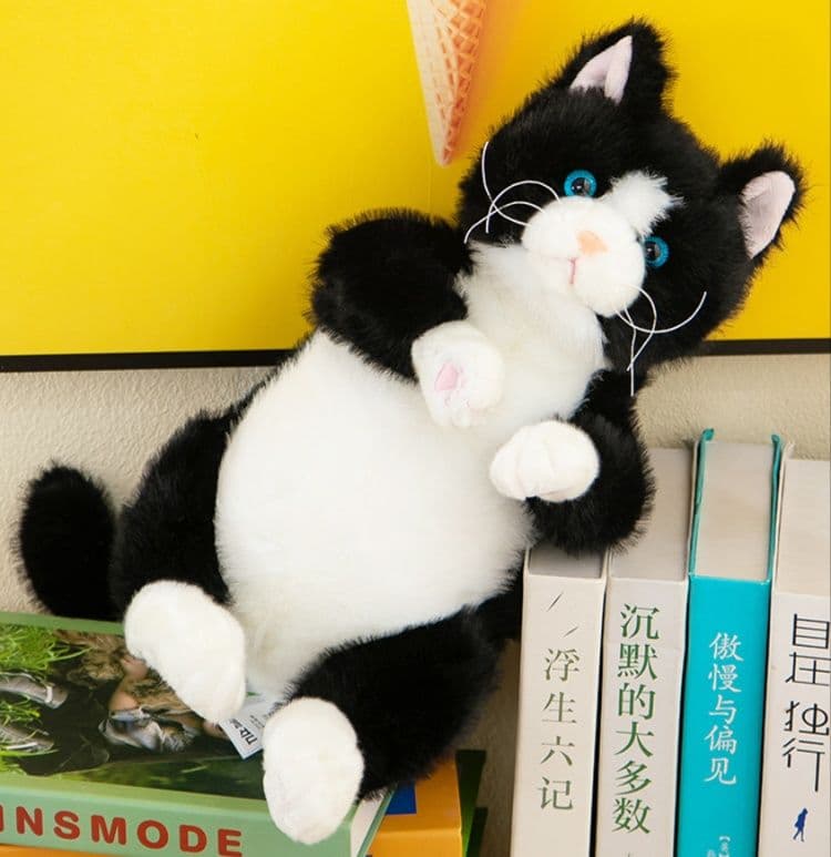 猫ぬいぐるみ 黒猫 ふわもふ黒白ねこのぬくもり