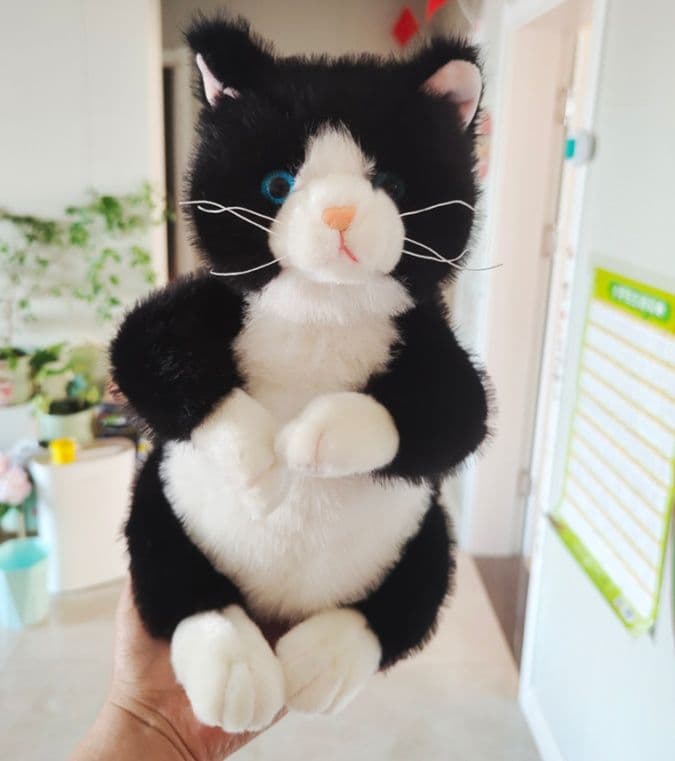 猫ぬいぐるみ 黒猫 ふわもふ黒白ねこのぬくもり