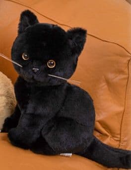 猫ぬいぐるみ 黒猫 まんまる瞳の夜ふくろう猫ぬいぐるみ
