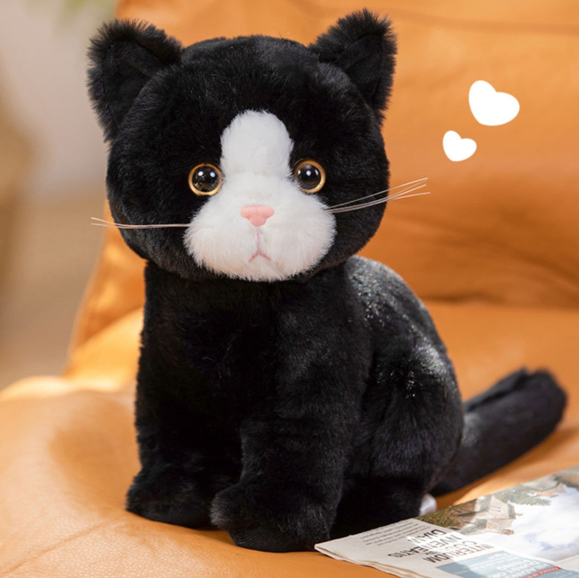 猫ぬいぐるみ 黒猫 まんまる瞳の夜ふくろう猫ぬいぐるみ