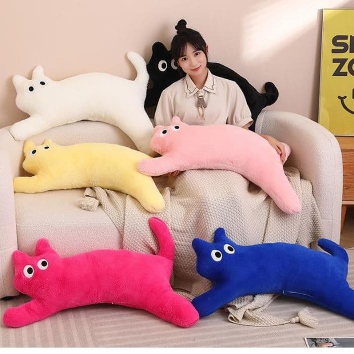 猫ぬいぐるみ 白色 もちもち抱き猫 ふわふわ大きいぬいぐるみ