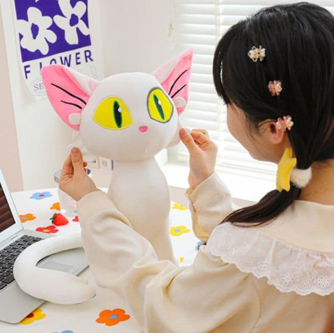 猫ぬいぐるみ 白色 魔法の瞳を持つ妖精猫ぬいぐるみ