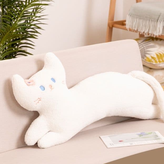 猫ぬいぐるみ 白色 もちもち抱き猫クッション