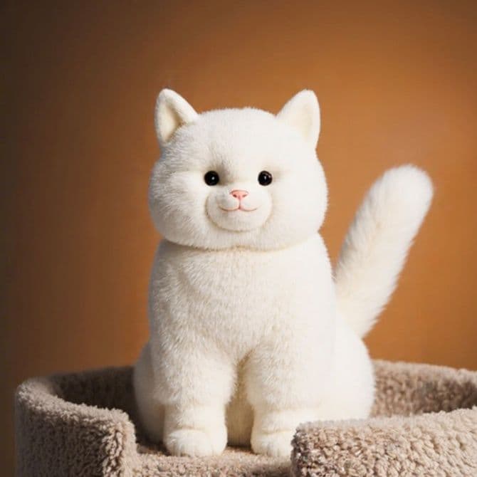 猫ぬいぐるみ 白色 ふわもち雪猫 もちもち抱きぐるみ