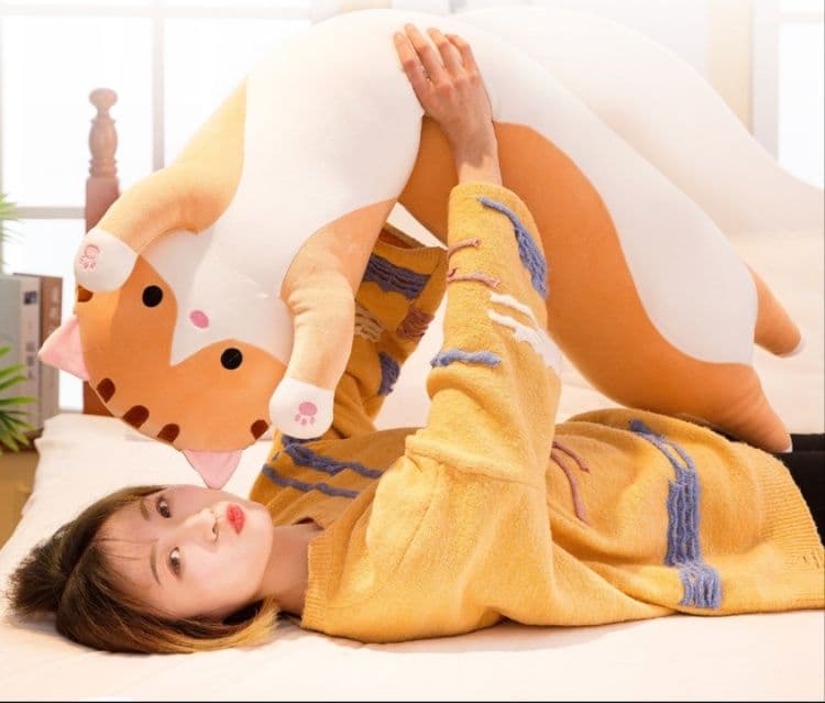 猫ぬいぐるみ 茶色 もちもち抱きつき猫ちゃん添い寝ぬいぐるみ