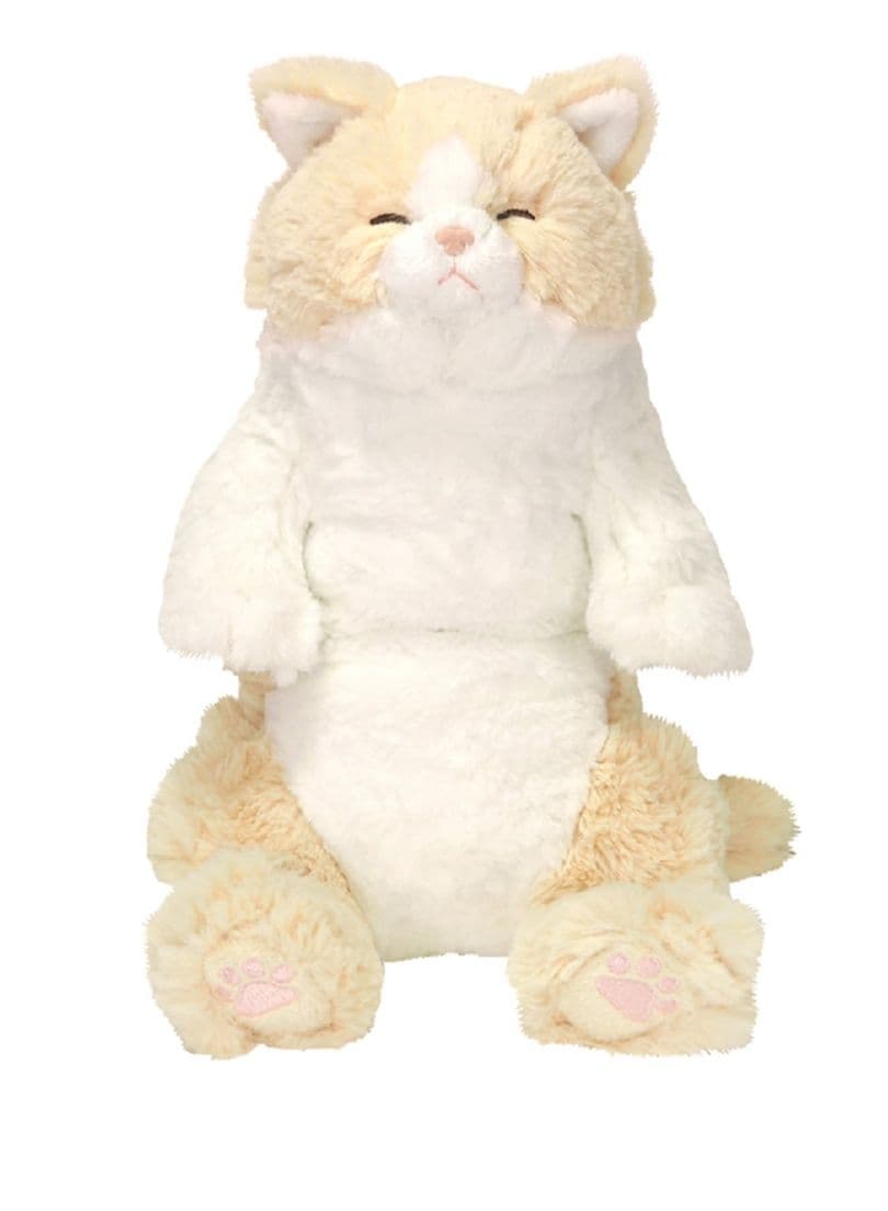 猫ぬいぐるみ 茶色 おやすみねこ 癒しのもふもふぬいぐるみ