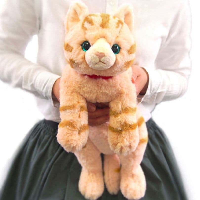 猫ぬいぐるみ 茶色 ふわもふトラ猫のぬくもり