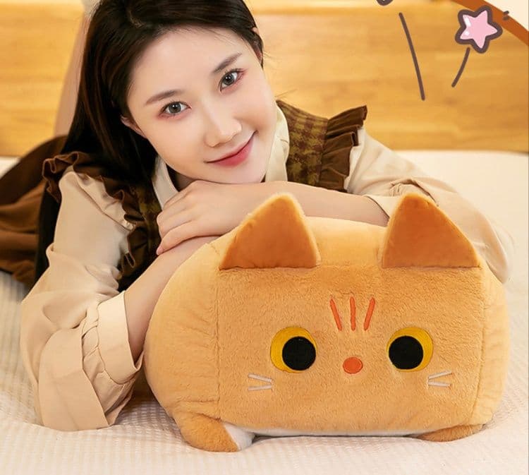 猫ぬいぐるみ 茶色 四角ねこのもちもちぬいぐるみ