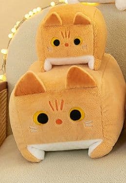 猫ぬいぐるみ 茶色 四角ねこのもちもちぬいぐるみ