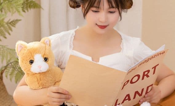 猫ぬいぐるみ 茶色 ふわもふ茶トラ子猫のぬいぐるみ