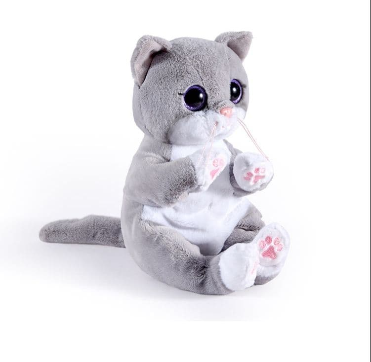 猫ぬいぐるみ グレー まんまるお目目のふわもふ子猫ちゃん