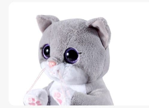 猫ぬいぐるみ グレー まんまるお目目のふわもふ子猫ちゃん