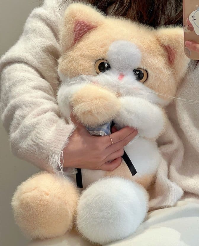 猫ぬいぐるみ 茶色 もふもふ癒し子猫のぬくもり