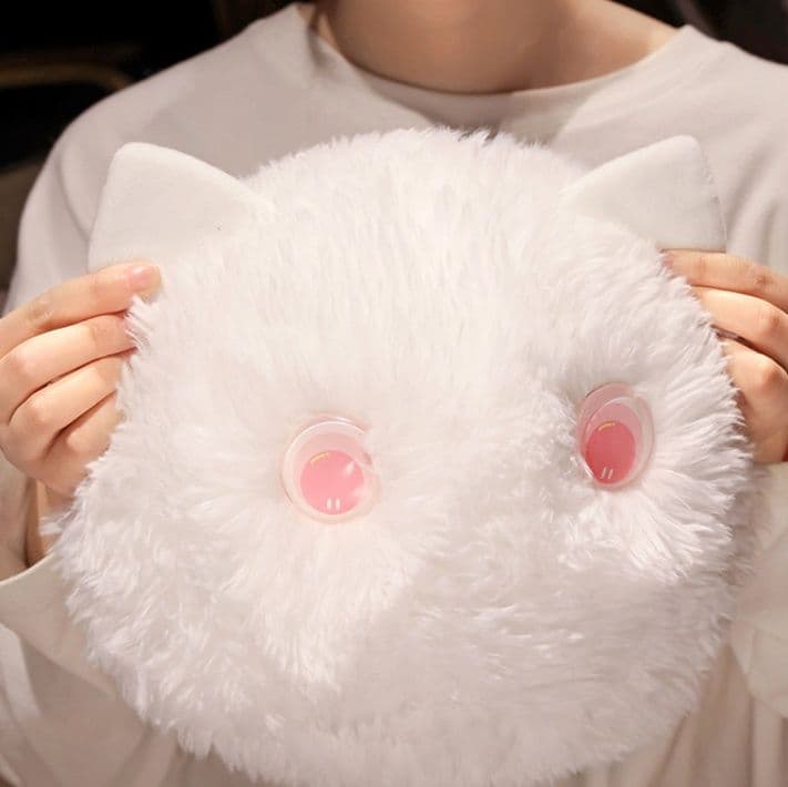 猫ぬいぐるみ 白色 もちもち猫まるまるクッション