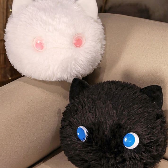 猫ぬいぐるみ 白色 もちもち猫まるまるクッション
