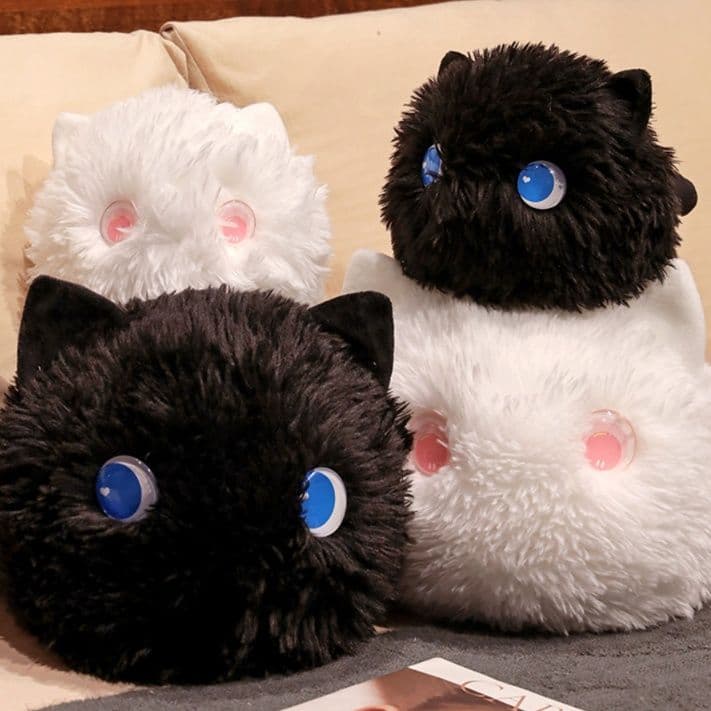 猫ぬいぐるみ 白色 もちもち猫まるまるクッション